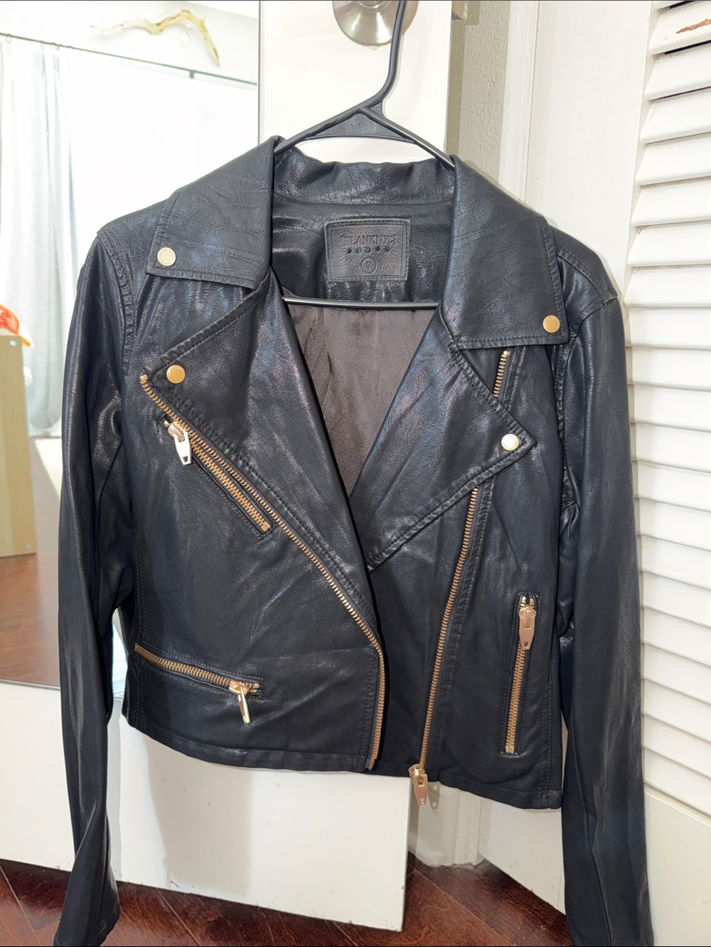Blank NYC Black Faux Leather moto jacket Small